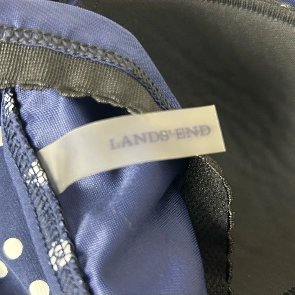 Lands' End Dark Blue w/White Dots Tankini Swim Top Size‎ 6